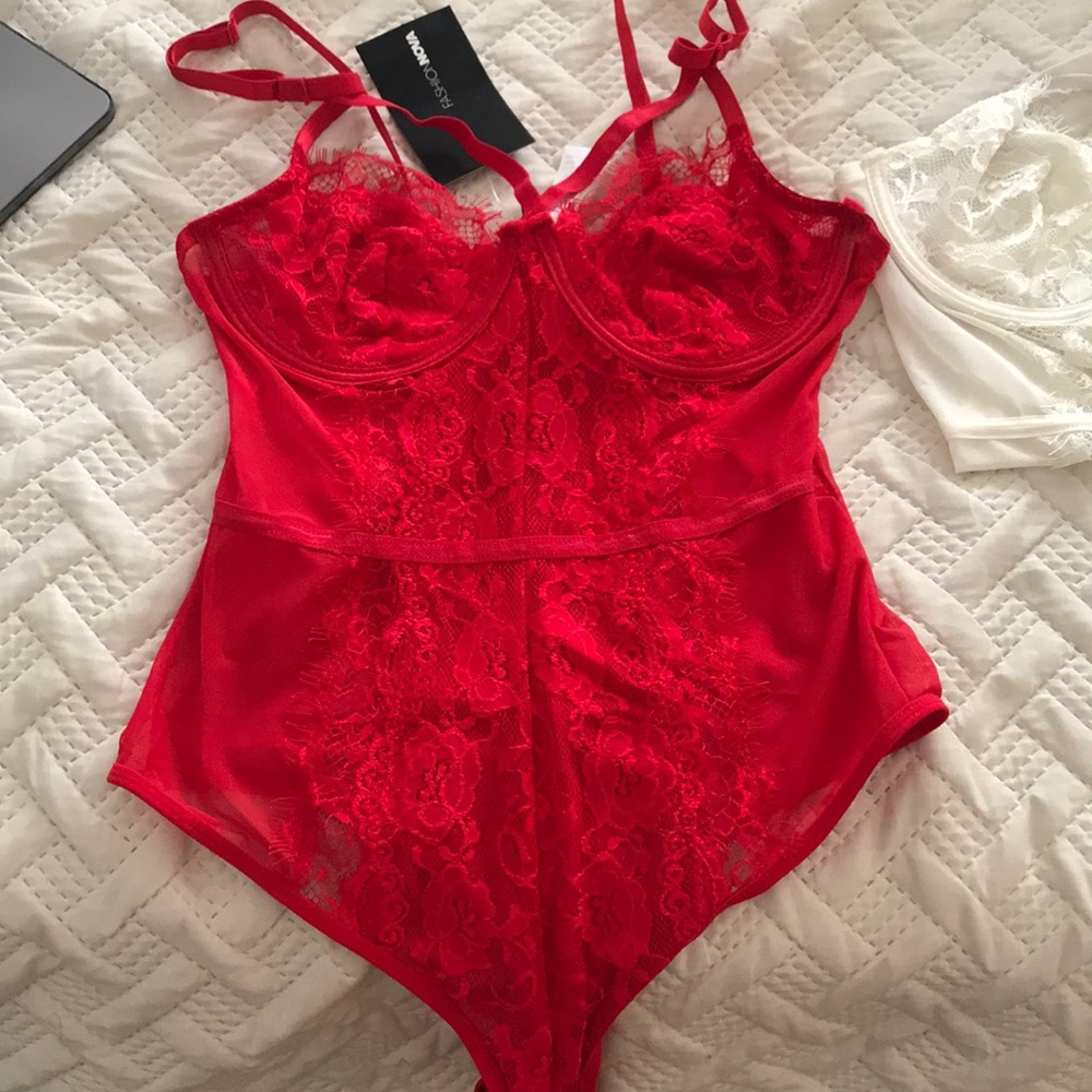Red Lingerie bodysuit FashionNova